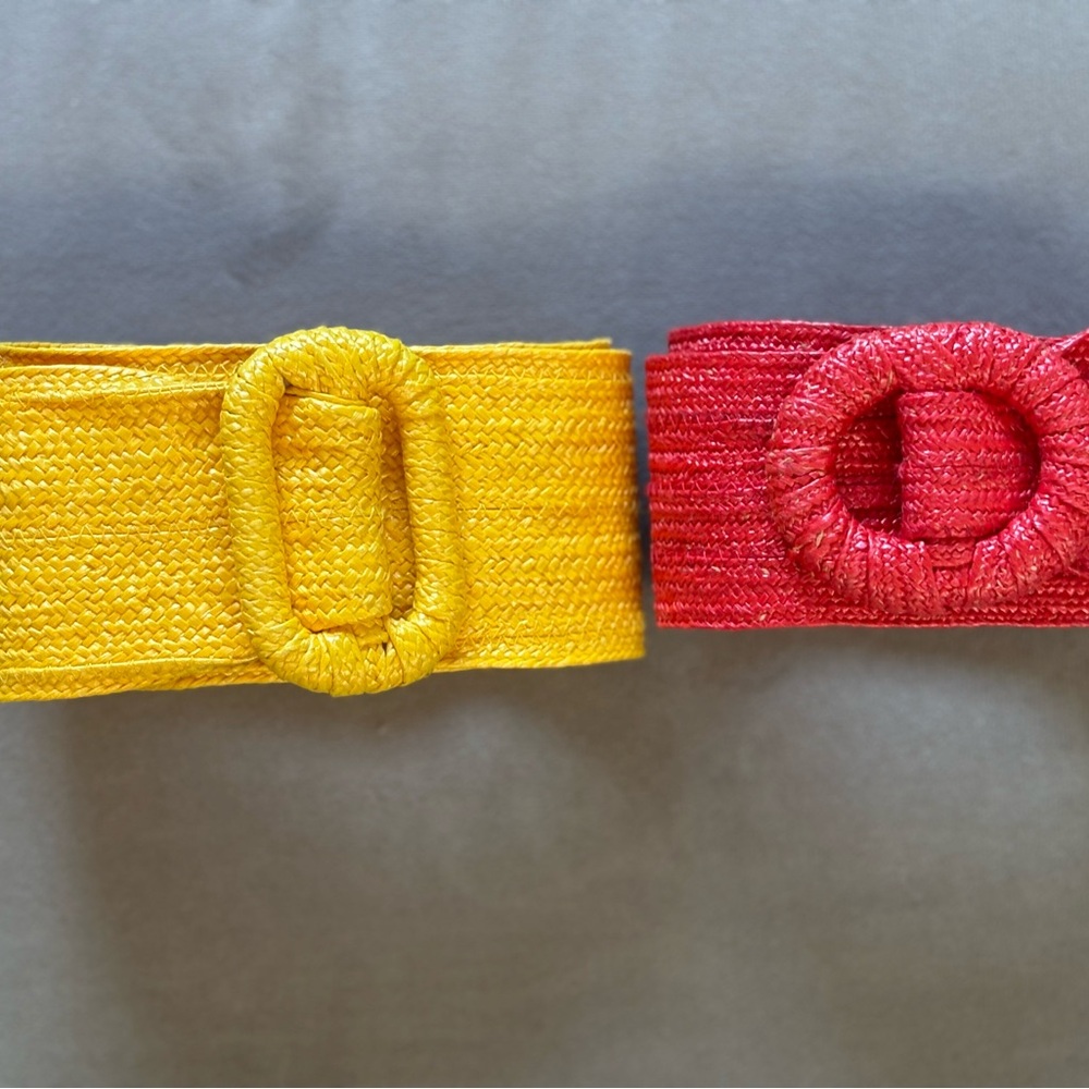 Yellow and Red Woven Belts. Yellow is 2-1/2 Red 2" wide